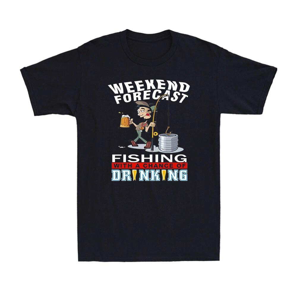 Fishing Weekend Forecast Funny Fisherman Cozy Drinking Men s Cotton T-Shirt XS