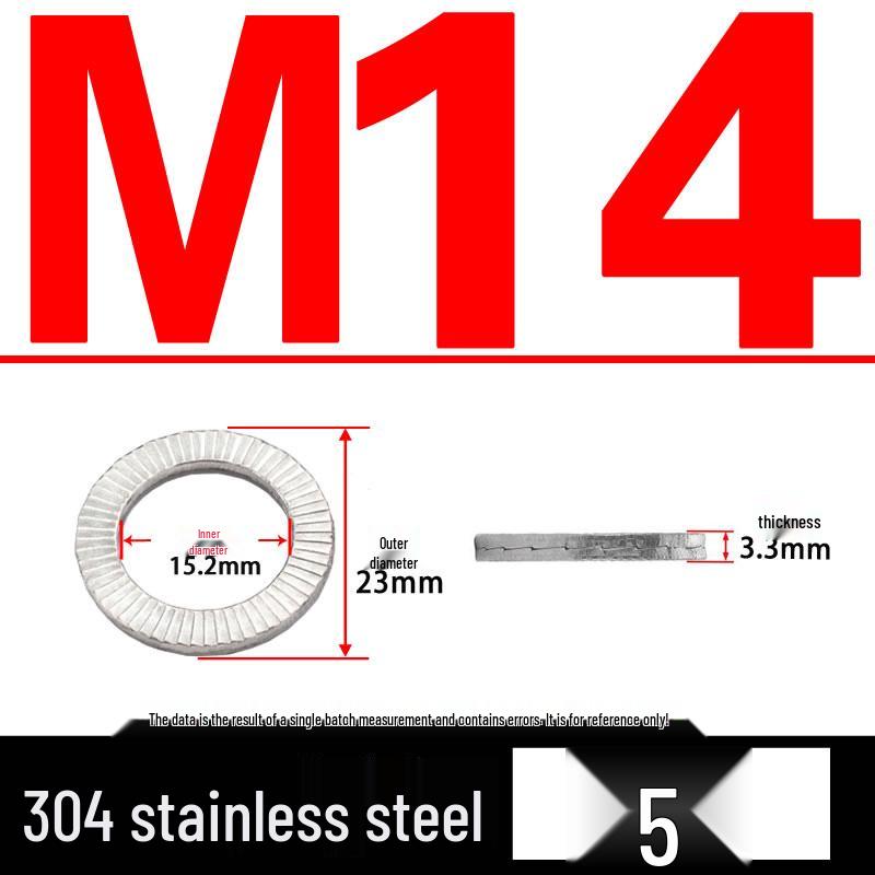 Double-Stacked Interlocking Toothed Anti-Slip Lock Washer 304 Stainless Steel DIN25201