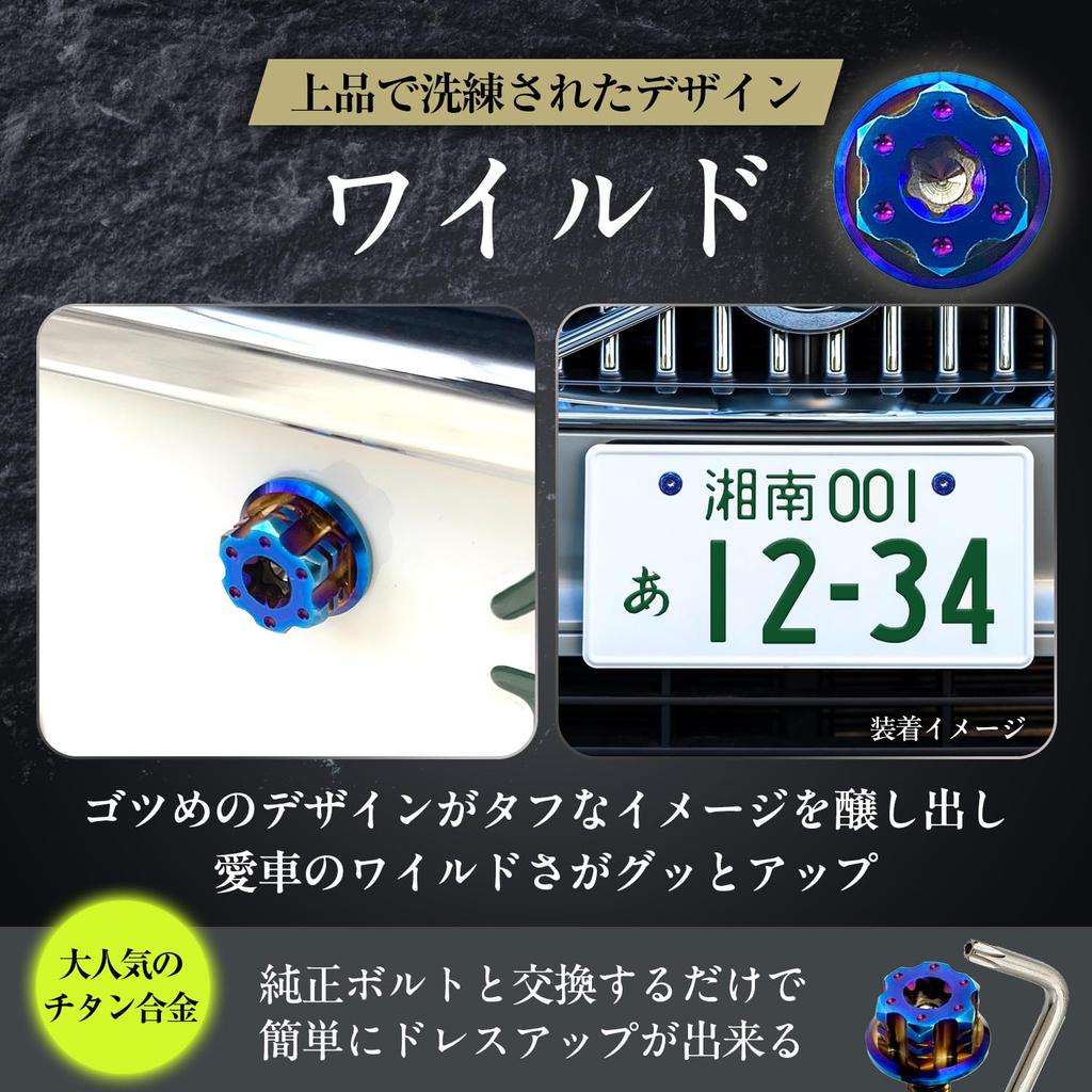 RENPA Titanium Alloy License Plate Bolt Wild Design Vehicle Inspection Compatible (BURNT BLUE Bolt Length 0.6 Inch (15 Mm)