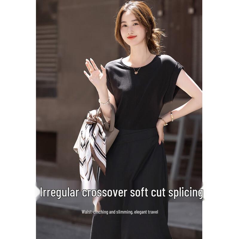 Demana Летнее шикарное маленькое черное платье с коротким рукавом M