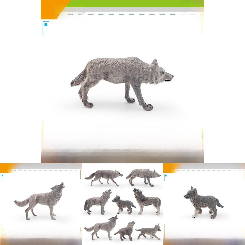 Gray Wolf Figurine Pvc Kids Toy With Roaring Pose For Animal Learning And Play