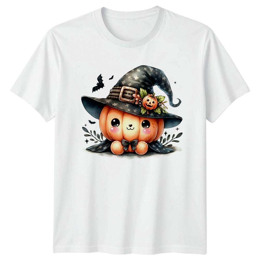 Cute Halloween Pumpkin Witch Unisexs TShirt Kawaii Halloween Gift For Her S