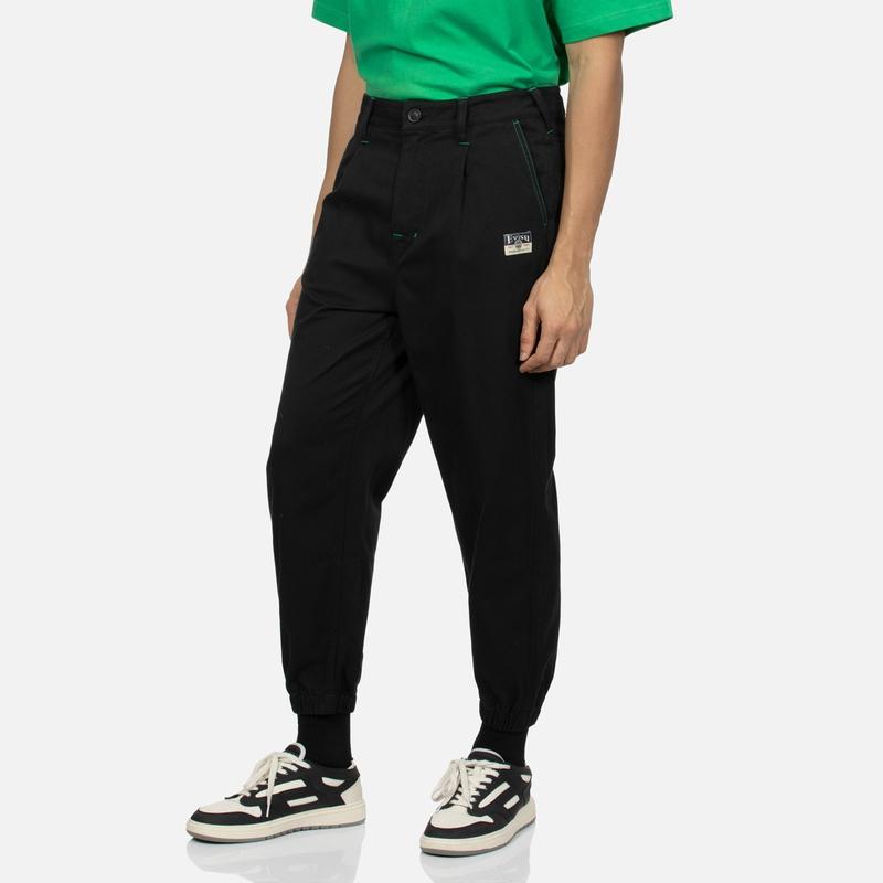 EVISU Casual Pants Men's Black Moderate Cuffed Pants 2ESHTM4PO1026FFCT