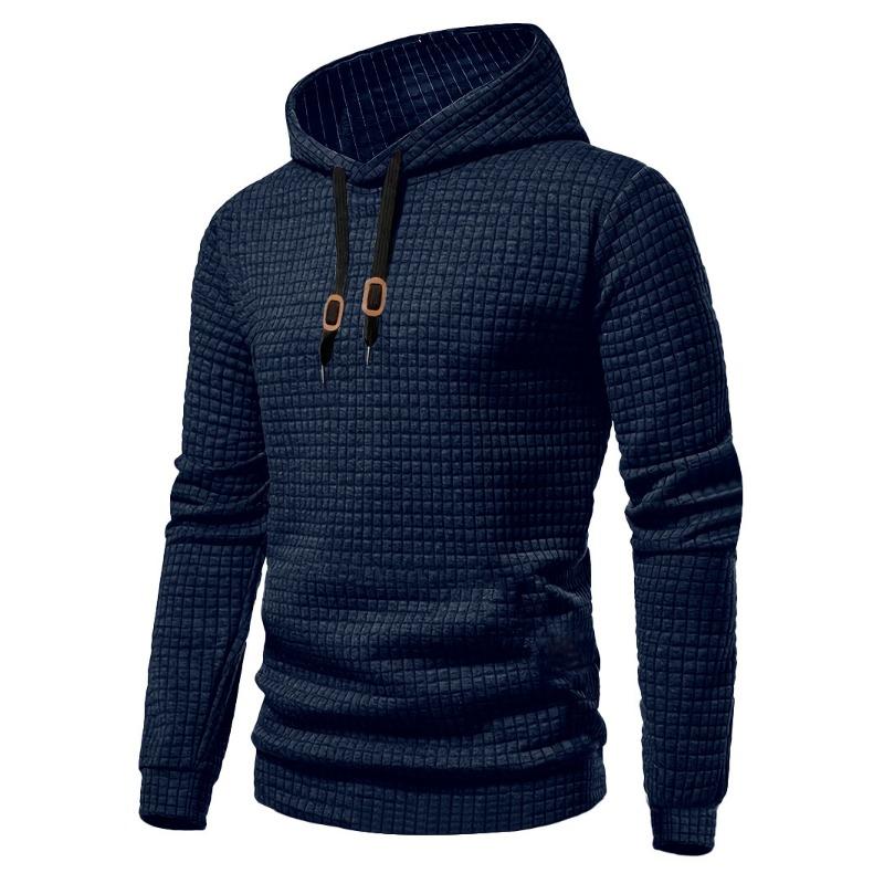 Men S European Size Casual Long Sleeve Hooded Plaid Sweatshirt