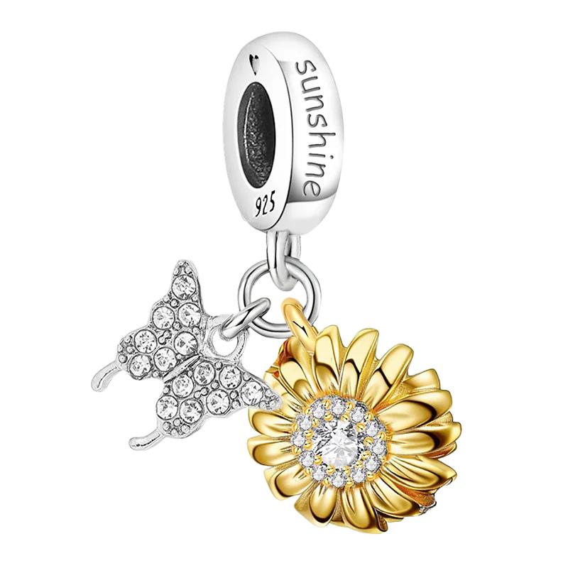 Copper Butterfly Series Cute Charms Beads Fit Original Pan Bracelet Bangle High Quality Diy Jewelry For Womens