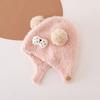 Double Pom Pom Kids Knit Hat Ear Protection Pom Pom Hat Cartoon Baby Winter Hat  for Babies