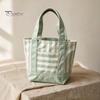 Multi-purpose Tote Bag Striped Canvas Bag, Stylish Reusable Grocery with Lightweight Front Pocket, Shoulder for Shopping Picnic Commuting Everyday