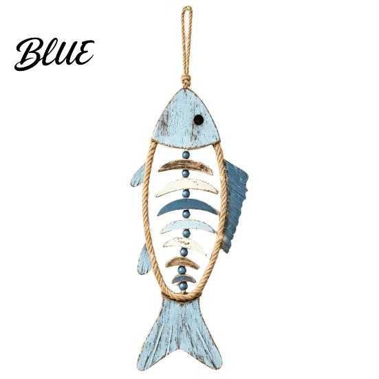 Wood Wall Hanging Decoration Bohemian Wooden Fish Decor With/without LED Lights Coastal Retro Ornament Handmade Hemp Rope for Bedroom Living