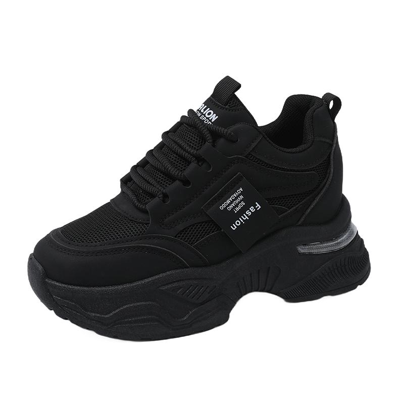 

Fashion Outdoor Platform Shoes Heightening 6cm Female Casual Walking Shoes Women Fashion Sneakers Mesh White Running Sport Shoes 40 чёрный
