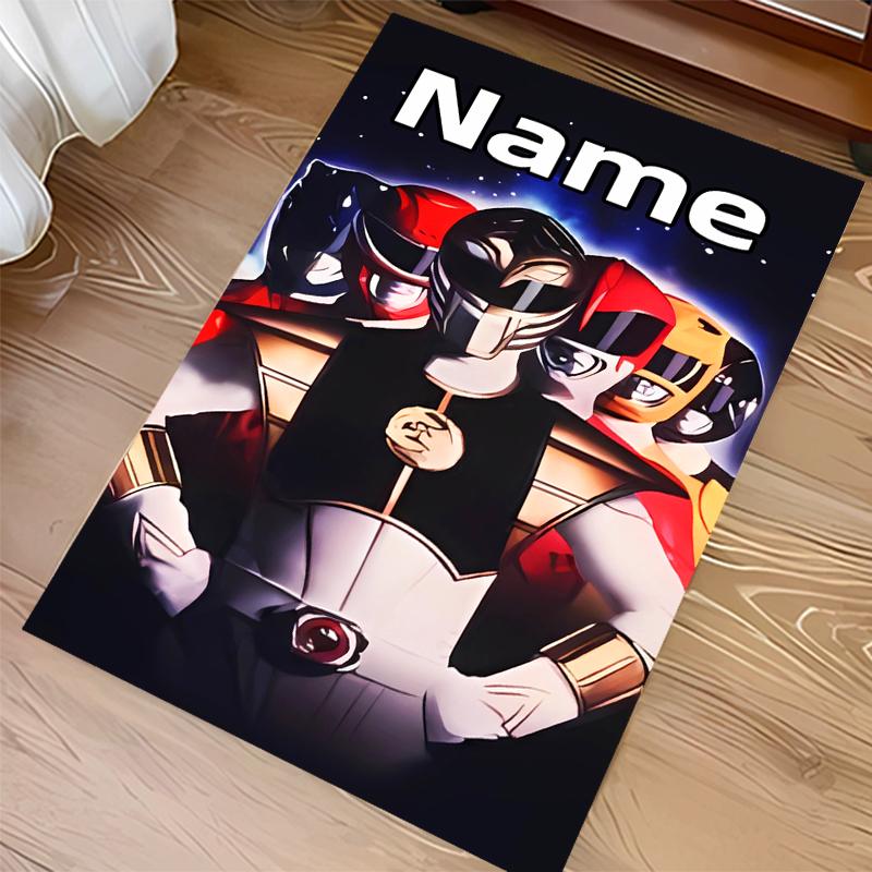 Custom Personalization Mighty Morphin Power Rangers Print Area Rug - Soft, Washable Non-Slip Indoor Mat,Living Room,Home&Office Decorative Rug