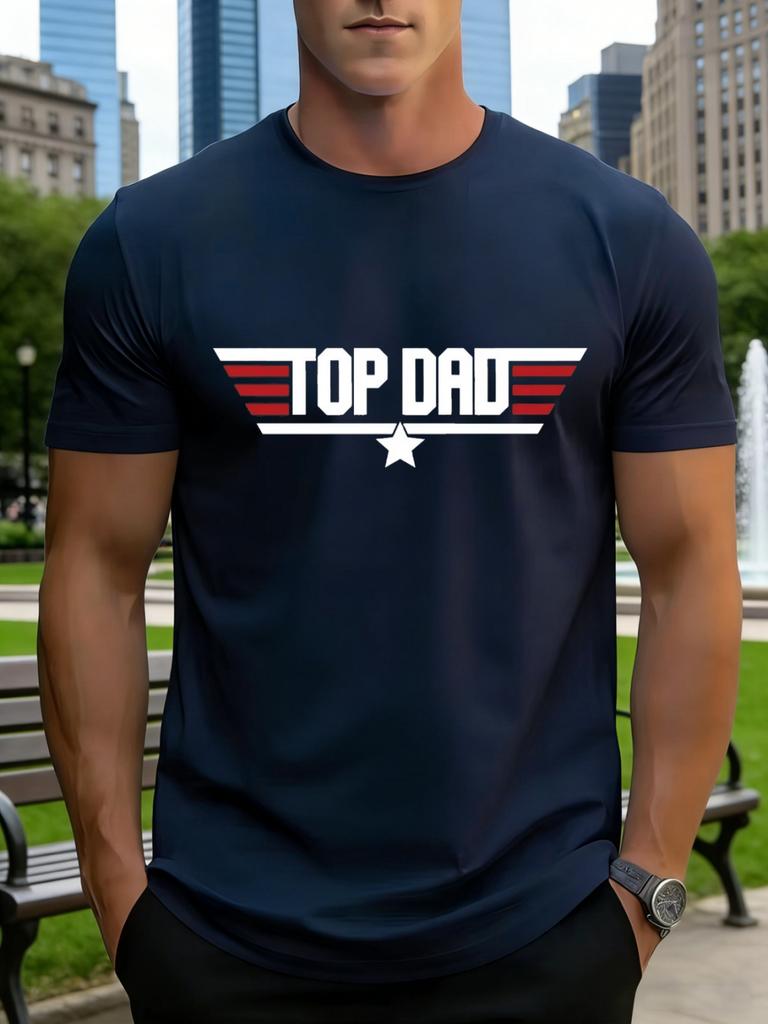 2026 Casual Unisexs Tshirts Clothing Top Dad Print Short Sleeve Tshirts Plus Size Loose Round Neck Short Sleeve Daily Unisexswear