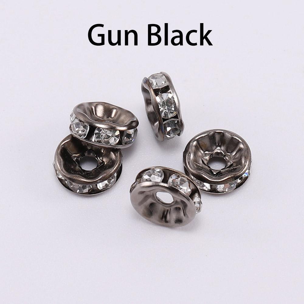 100Pcs 4 6 8 10mm Rhinestone Crystal Rondelles Bead Gold Color Loose Spacer Beads For DIY Jewelry Making Accessories