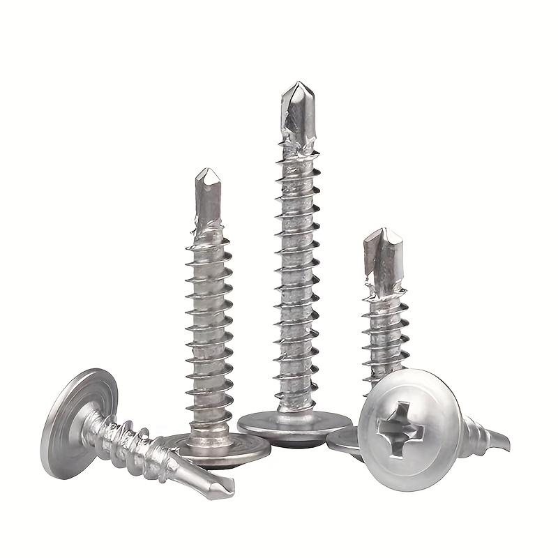 Šroub s vrtací špičkou z nerezové oceli 410, Křížová plochá zápustná rybinová hlava, Samosvrtný šroub, Dostupné tři velikosti