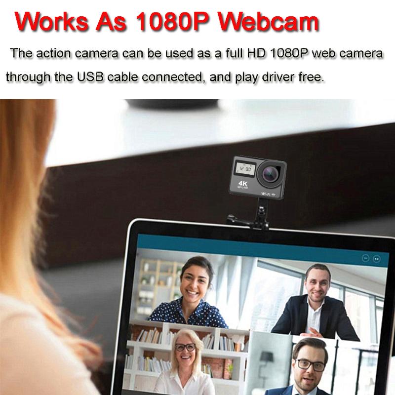 Outdoor 4K 24FPS 16MP HD Action Kamera Doppel-IPS WiFi Go Wasserdicht Pro Sport DV Helm Video Wasserdicht Fernbedienungskamera Webcam