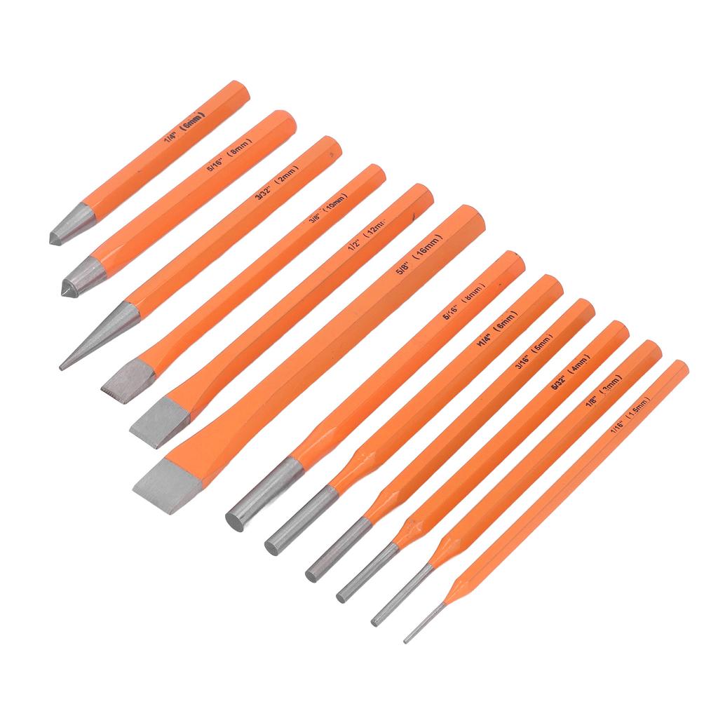 12PCS Roll Pin Punch Chisel Set Multiple Size Punch and Chisel Removing Repair Tool DIY Tool for