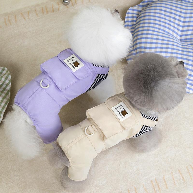 Pet Teddy Dog Clothes Spring Autumn Summer Thin Traction Four-legged Overalls