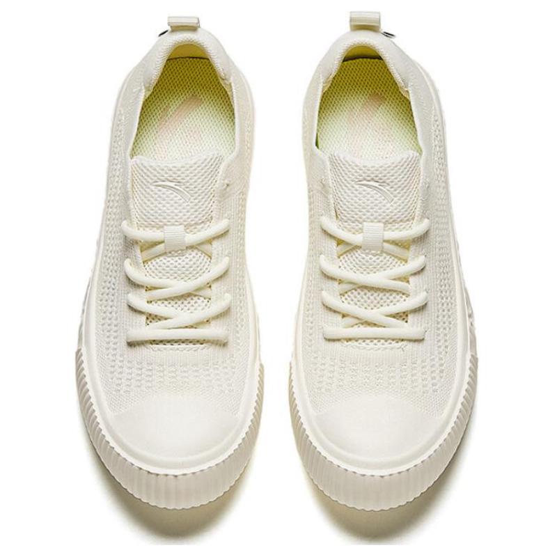 Anta Flyknit Breathable Low-Top Skateboard Shoes Women's White Sneakers 122428014-4