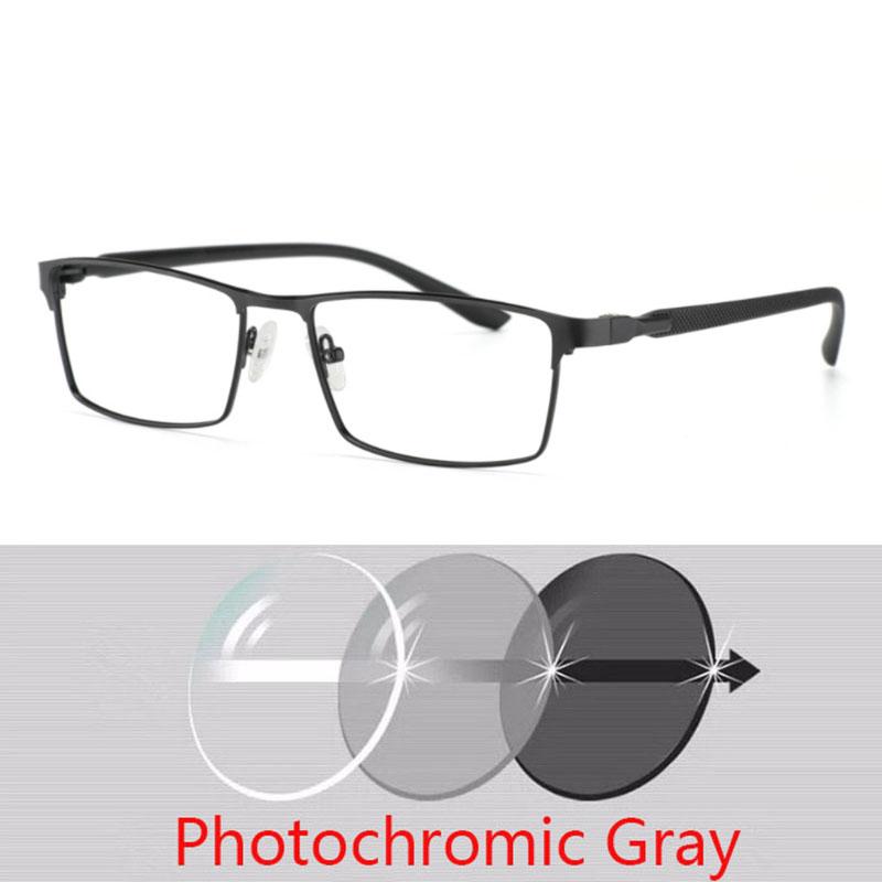 Photochromism Finished Nearsight Myopia Eyeglasses Full Metal Frames Degree Lens Diopters Glasses -1 -1.5 -2 -2.5 -3 -4 To -6