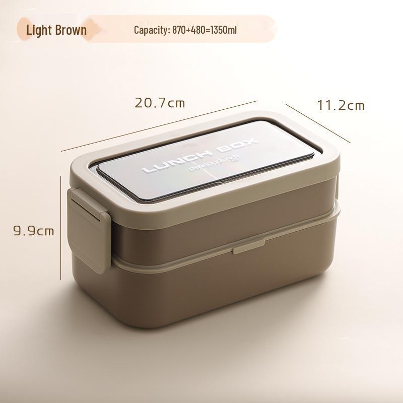 Nordic-Style Stainless Steel Lunch Box with Compartments, Fork, and Spoon - Microwave Safe
