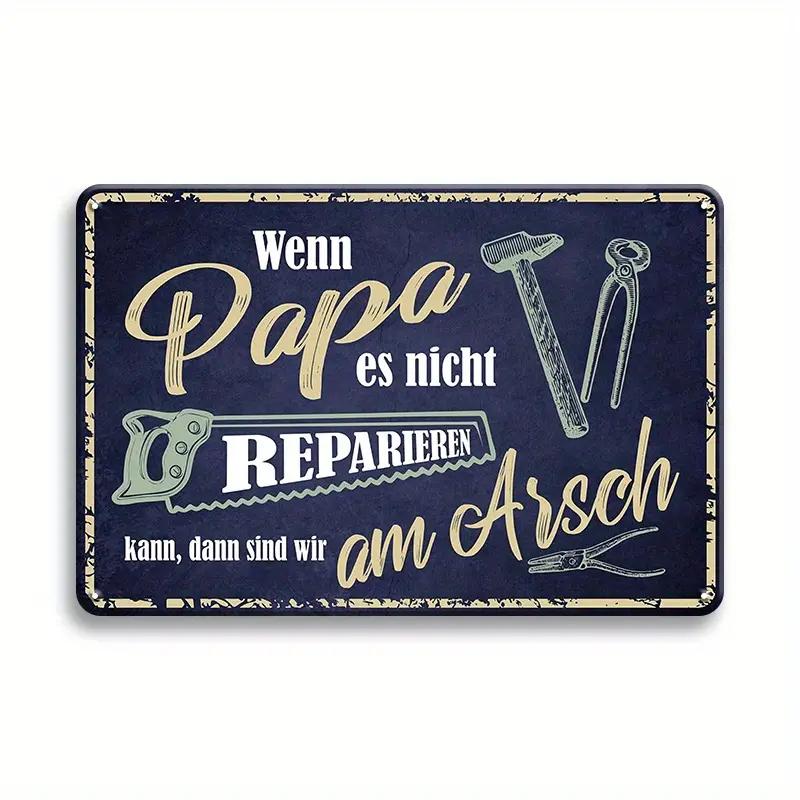 German Vintage Garage Tool Phrases Metal Sign,Retro Decorative Plaque, Home Wall ,Studio Room Man Cave Workshop Industrial Decor