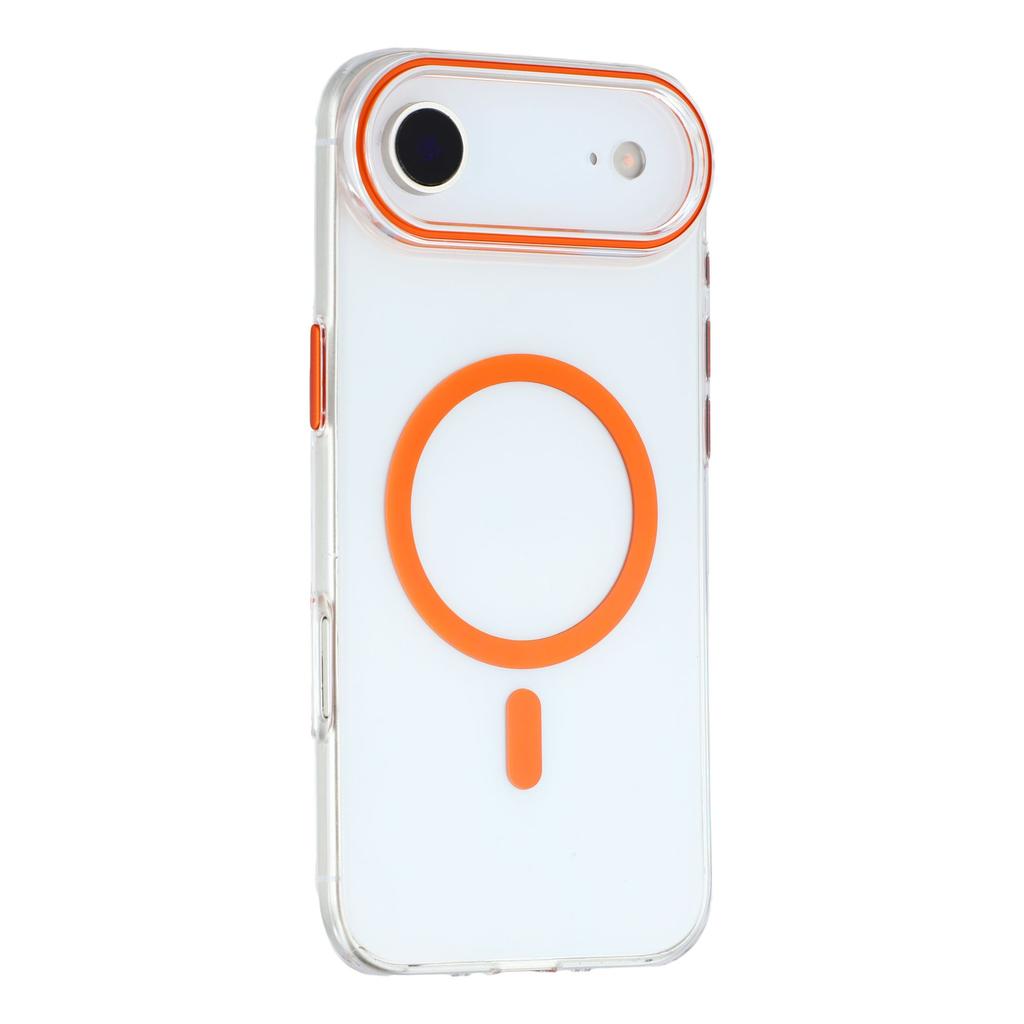 For iPhone Air Magnetic Case Clear PC Phone Back Cover with Metal Buttons