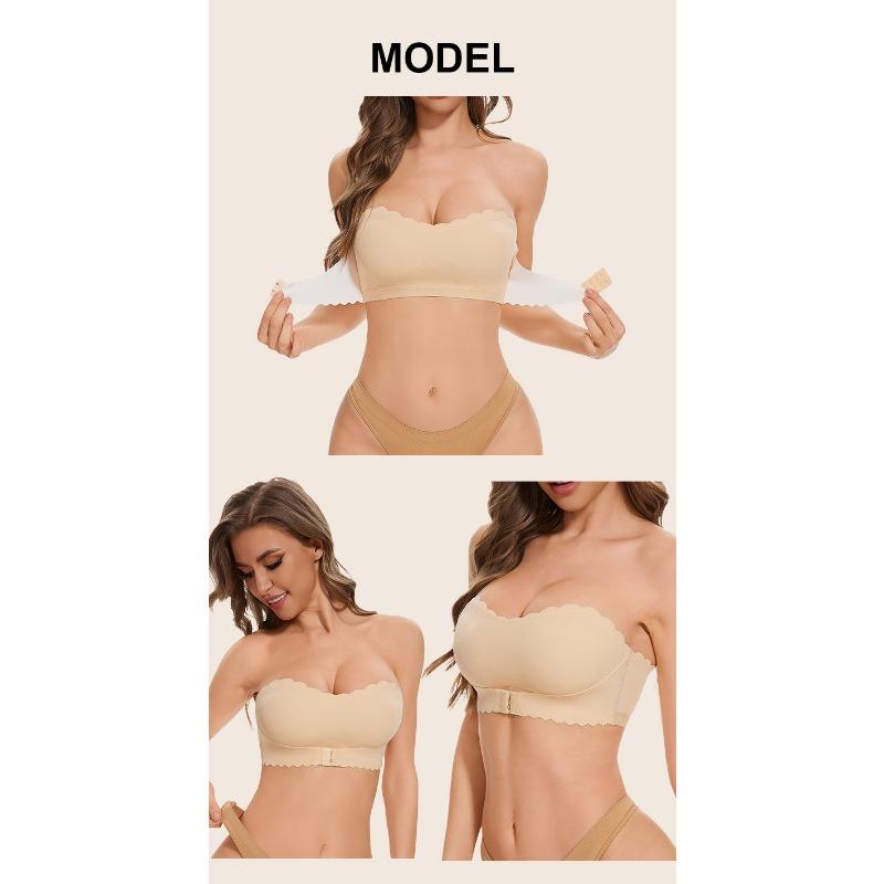 Women S Push Up Front Closure Strapless Backless Non Slip Bra