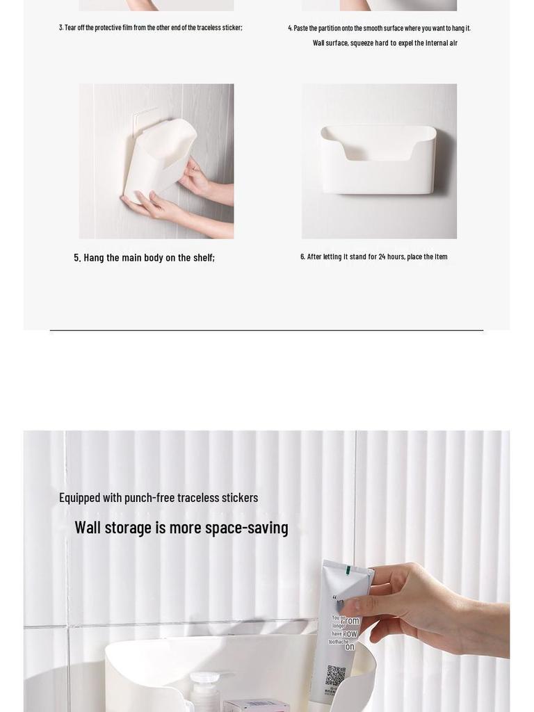 Ohne Bohren Wandmontierte Aufbewahrungsbox für Küchen- & Badezimmer-Kleinkram