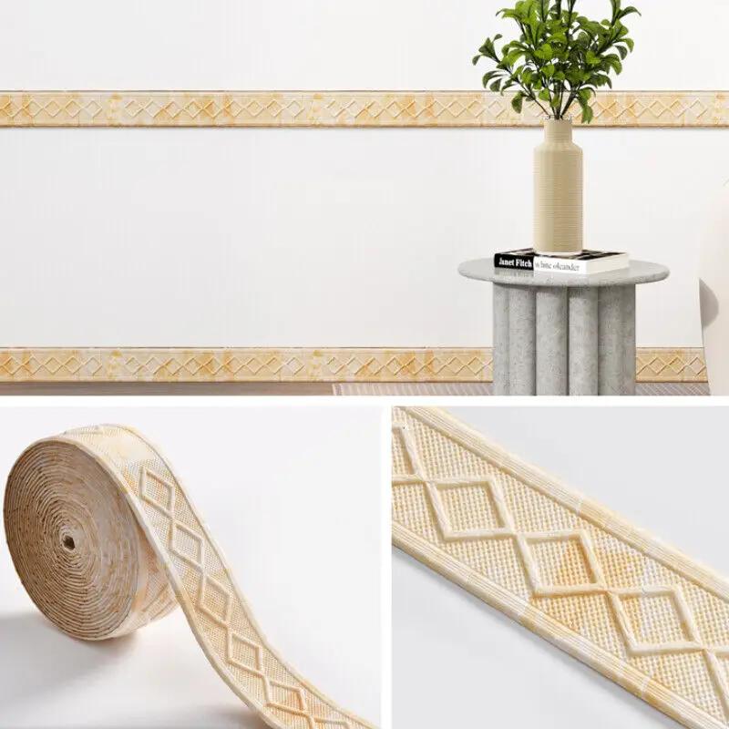 9.2M 3D Wall Trim Line Skirting Border Self Adhesive Waterproof Baseboard Wallpaper Wall Sticker for Living Room Home Decoration