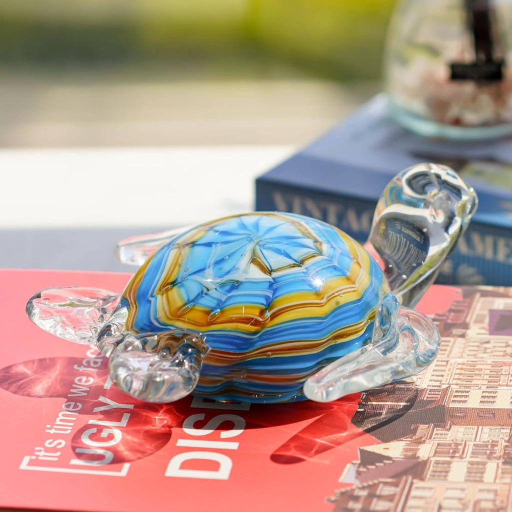 QFkris Qf Handmade Glass Figurine Blown Sea Turtle, Glass Sculpture, Home Decor, Birthdat Present
