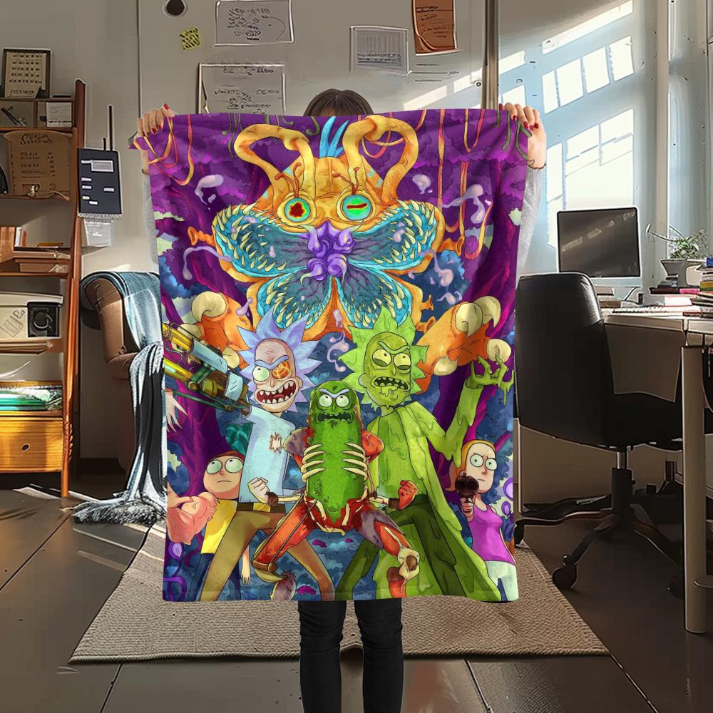 

1Pc Morty Rick Print Flannel Blanket, High quality Comfortable for All Seasons, Home Decor, Warmth and Comfort, Perfect for Gifts 80cm x 120cm