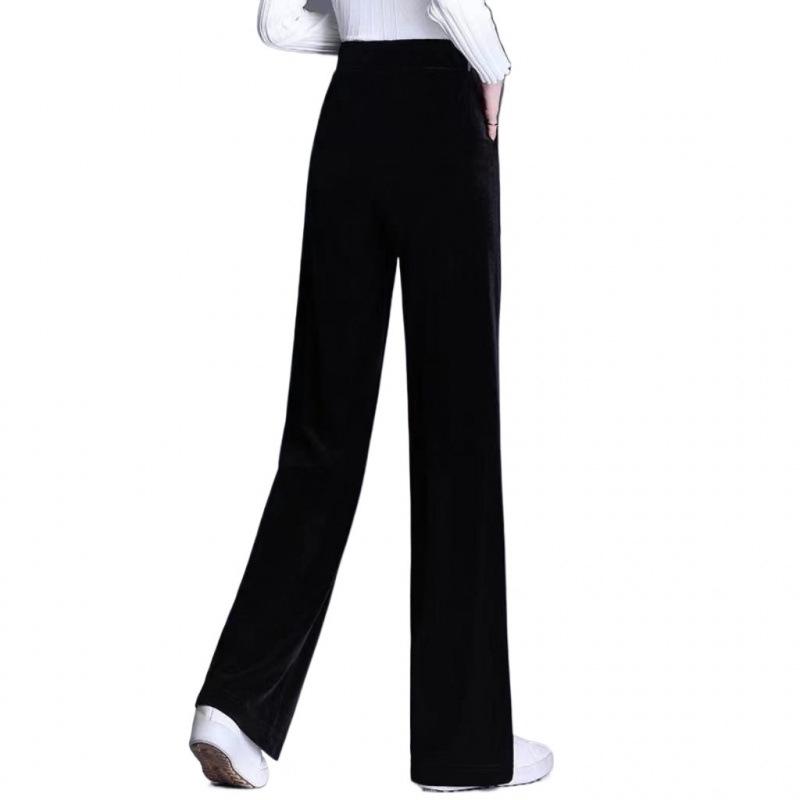Golden Velvet High-Waisted Straight-Leg Pants - Women's Autumn/Winter 2025 Collection