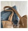 Korean Corduroy Embroidered Tote Bag for Students - Artistic Autumn/Winter Design