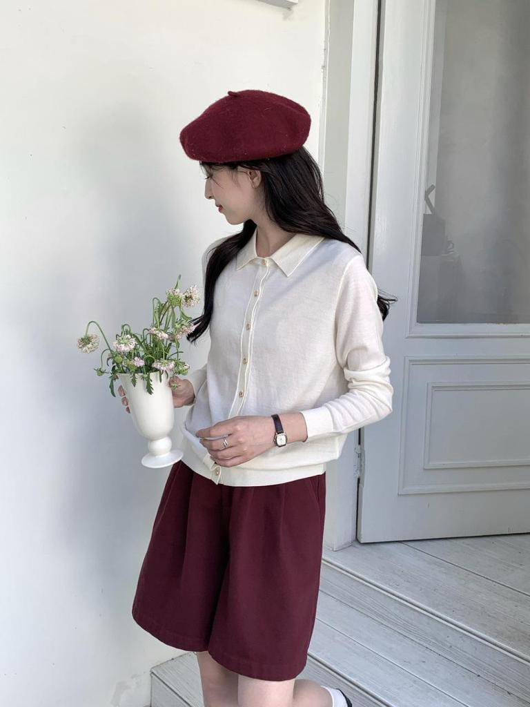 Women's 100% Wool Machine-Washable Cardigan: Fine-Spun Lapel Base Layer for Autumn/Winter