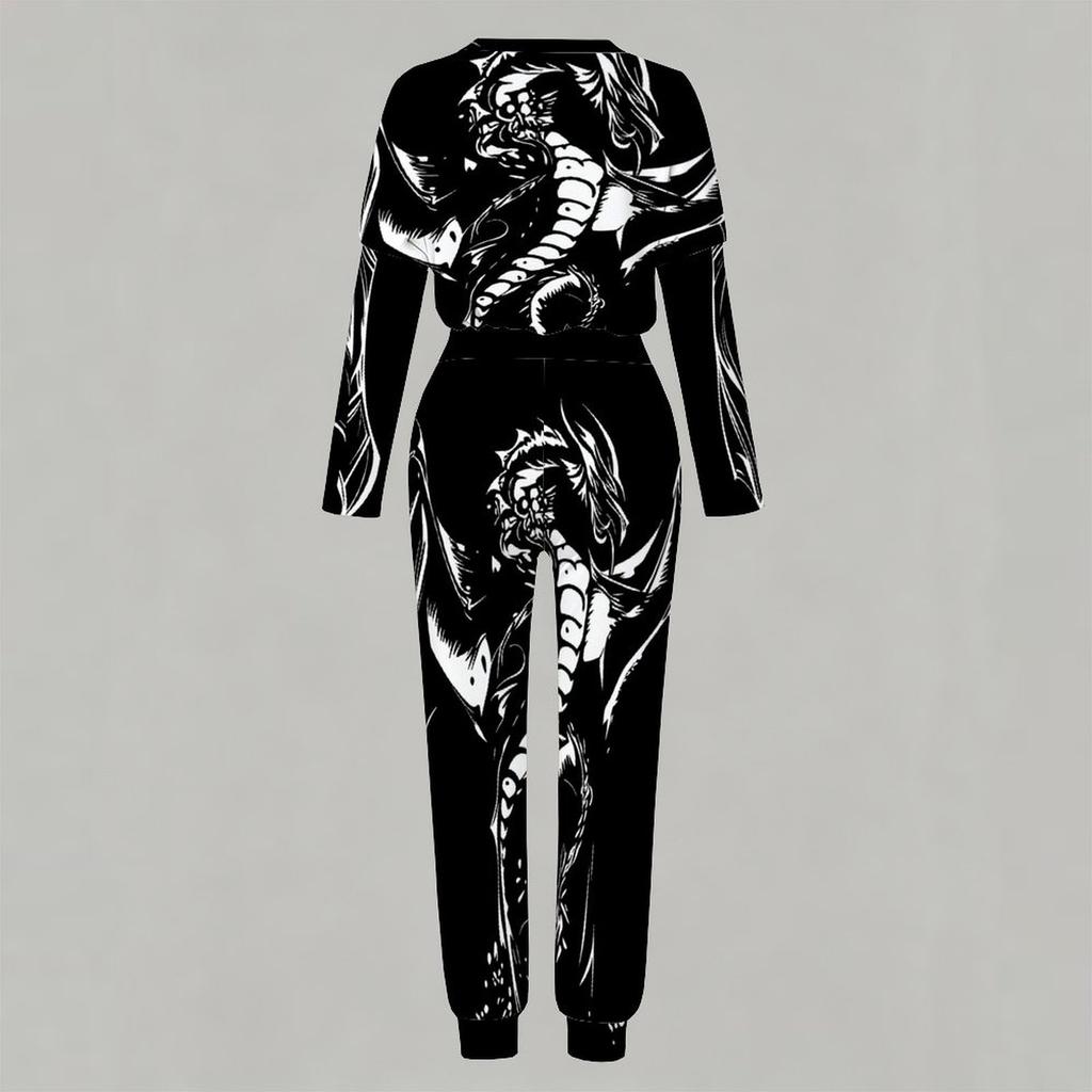 Women Loose Round Neck Long Sleeve Shirt And High Waist Straight Leg Pants Two Piece Daily Leisure Suit