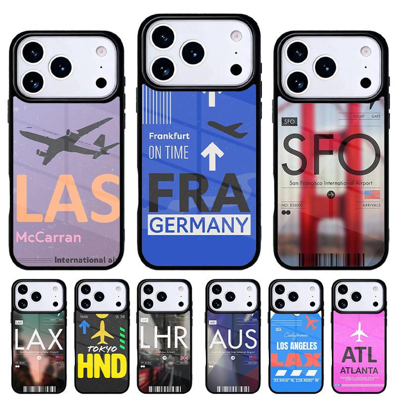 Funny Airport Code Phone Case for iPhone 17 16 15 14 13 Pro Max Back Cover for 12 11 Pro Coque