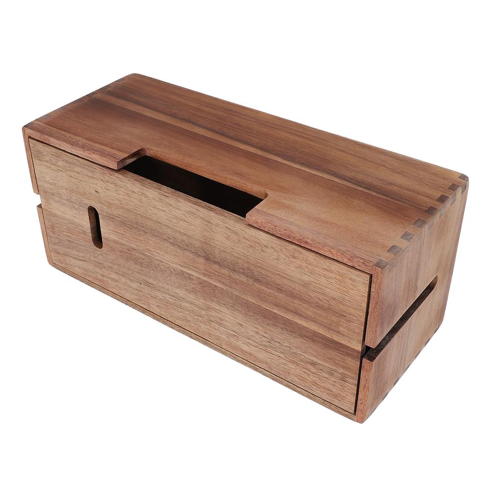 Wood Cable Management Box Wooden Cord Hider Organizer for Power Strip Electrical Hiding TV Wires Desk Floor Cables