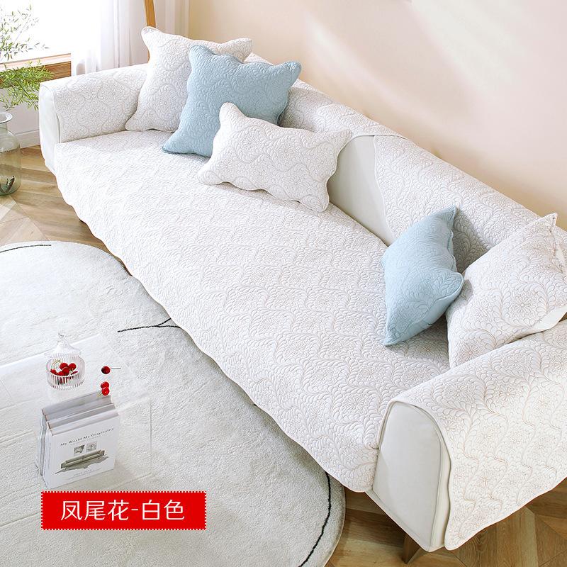 

Four Seasons Universal Solid Color Cotton Quilting Embroidered Sofa Cushion Modern Simple Non-Slip Cotton Sofa Cushion Towel Wholesale 70*70cm