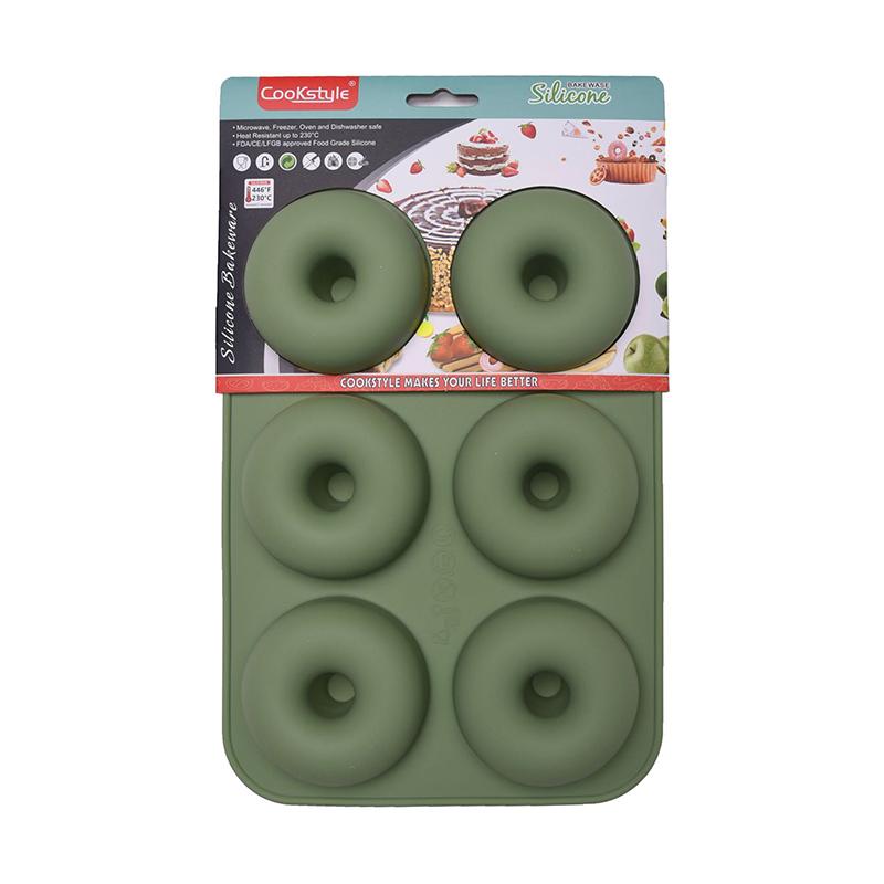 Silicone Donut Mold Diy Handmade Cake Mold Oven-Resistant High Temperature Baking Round 6-Cavity Cake Mold C