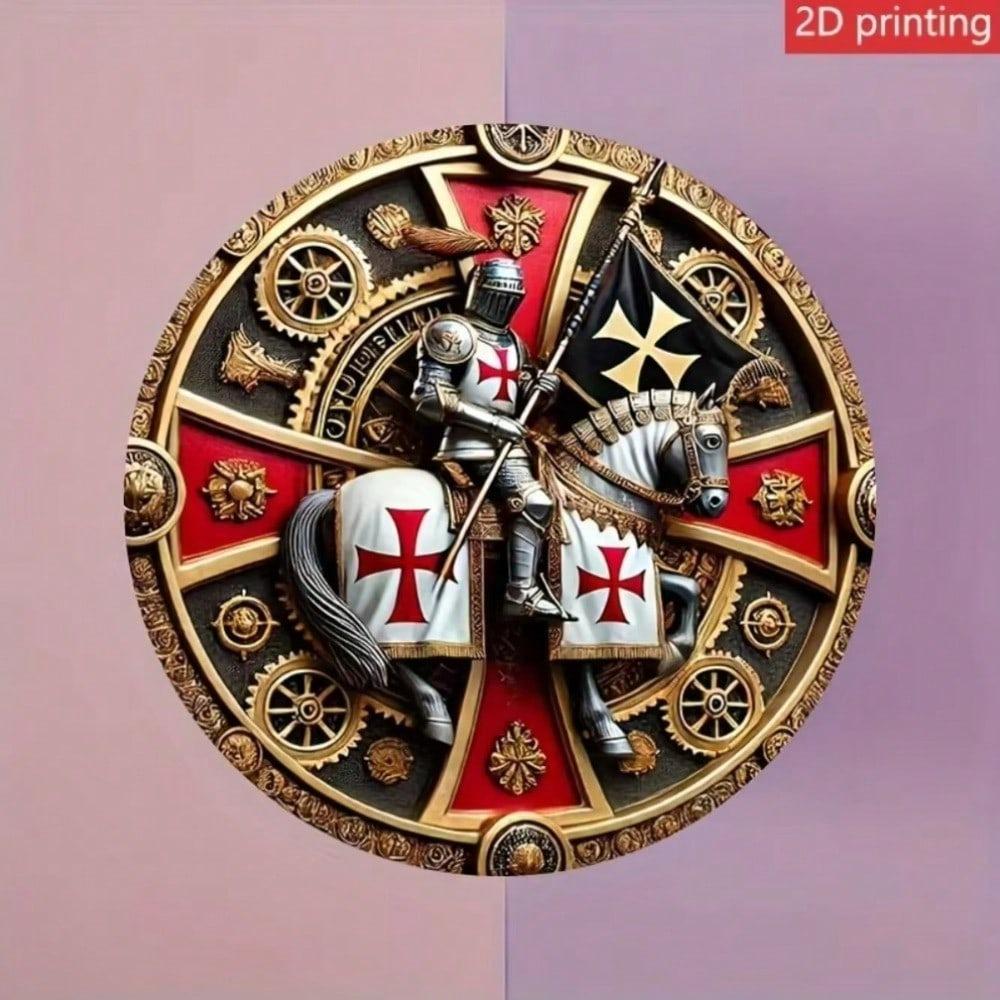 Arte da Parete in Metallo Decorazione Cavaliere Templare Cavaliere Corazzato Design a Croce Finitura Metallica