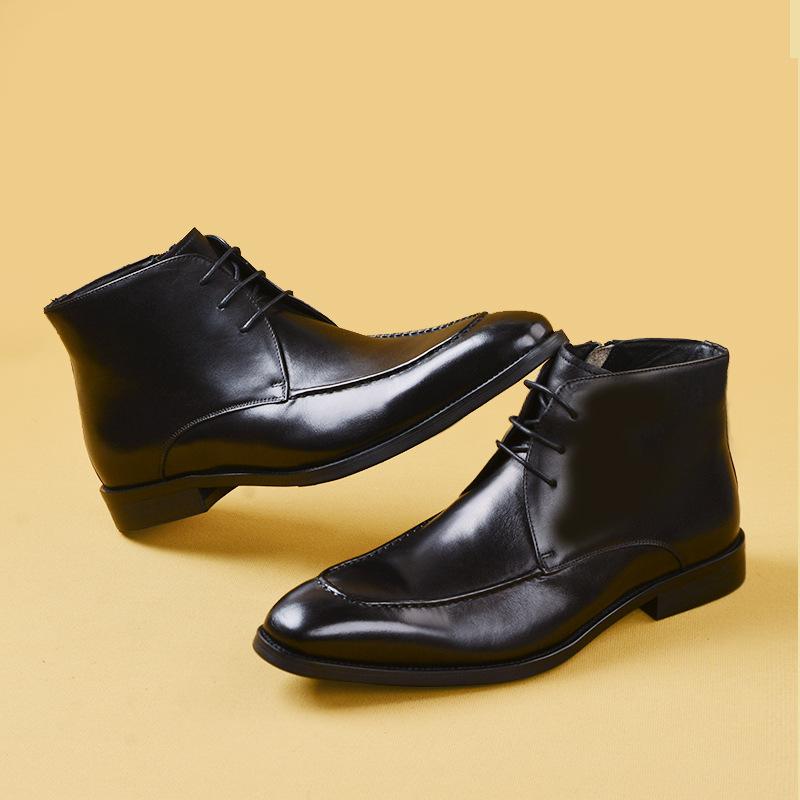 Martin Boots Men'S High-Top Shoes Men'S Genuine Leather Business Dress British Retro Boots