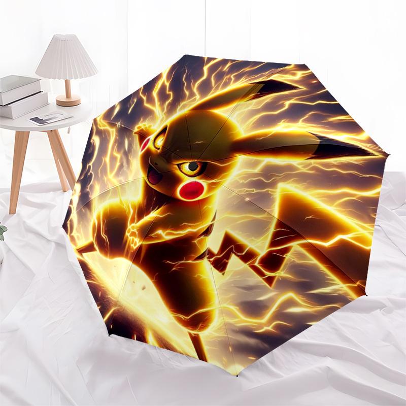 1pc Pikachu Automatic Folding Umbrella - 8-Rib Durable Iron Frame, Compact Portable for Daily Travel, Men & Women yy251125232