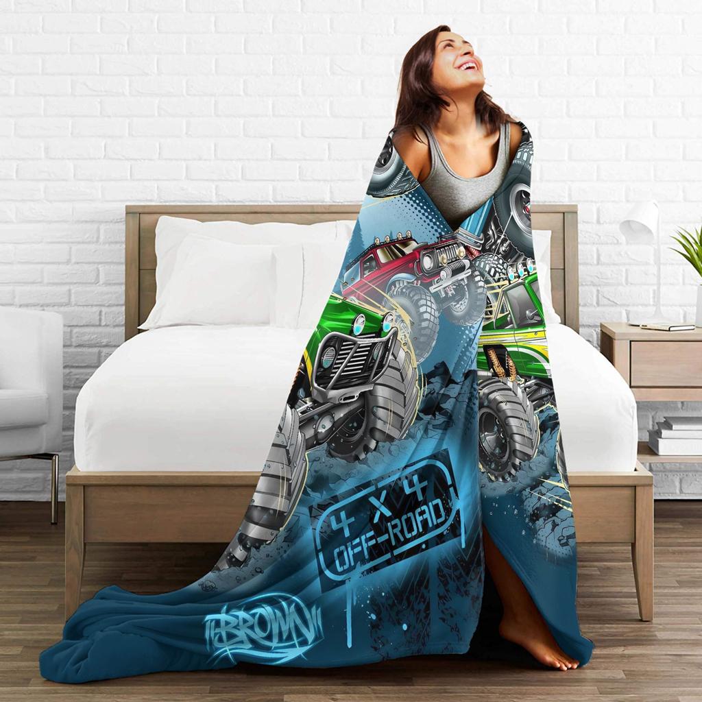 Monster Trucks Car Loves Flannel Blanket Spring Super Warm Bedding Throws Girls Boys Outdoor Novelty Bedspread Sofa Bed Cover