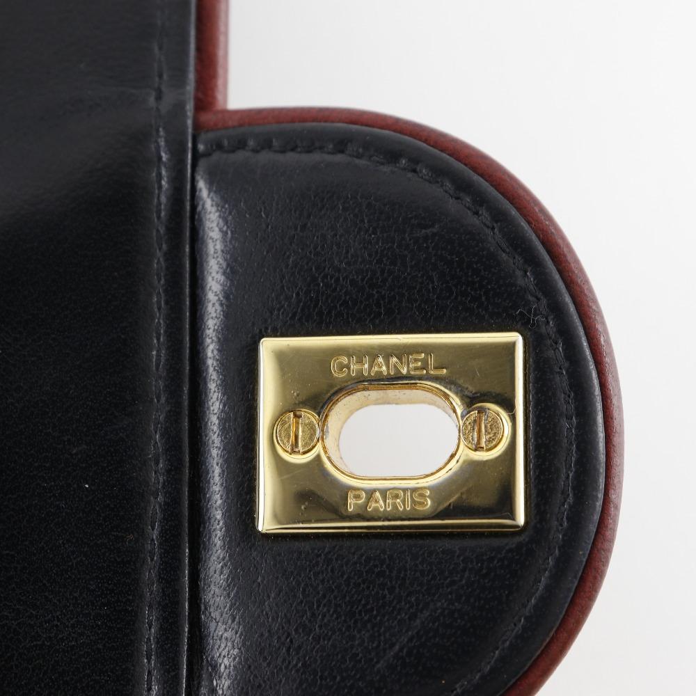 Chanel ChainShoulder Shoulder Bag Matelasse Double Chain Black Lambskin Women Used
