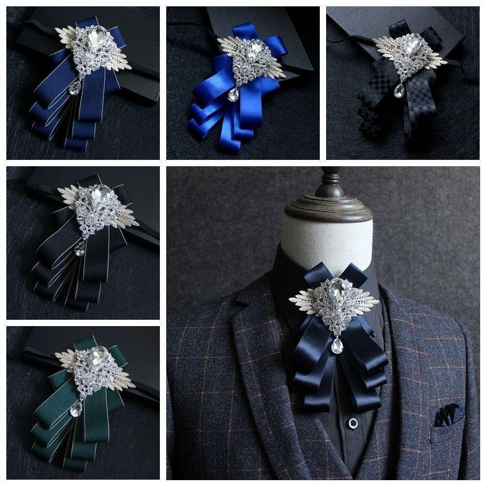 Retro Rhinestone Collar Flower Elegant Men's Suit Accessory Formal Gentleman's Bow Tie  Man