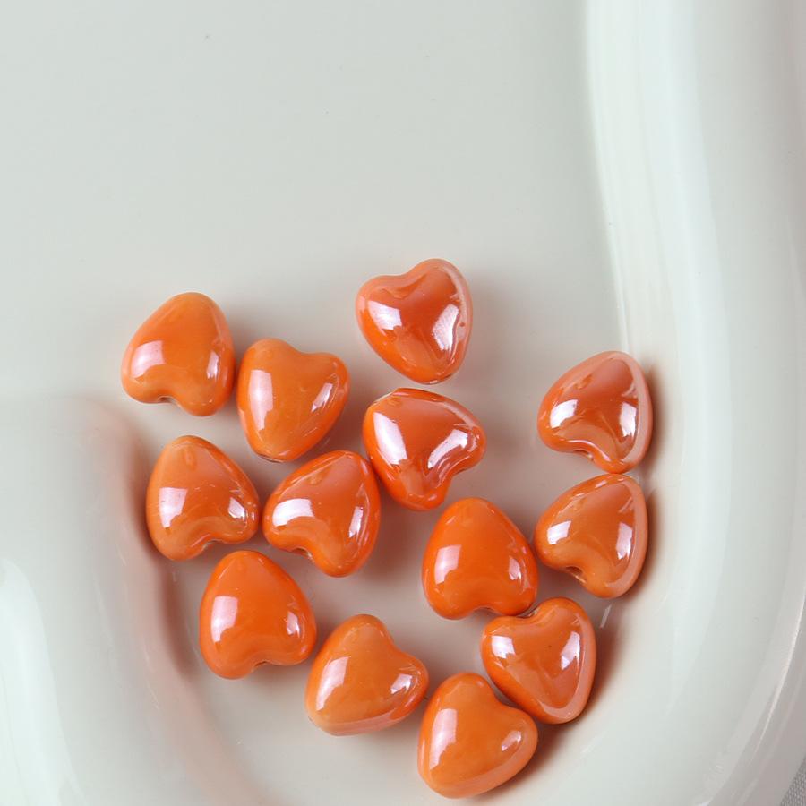 10pcs 12mm Heart Shape Shiny Glossy Ceramic Beads Porcelain Loose Spacer Beads for Jewelry Making DIY Bracelet Necklace Crafts