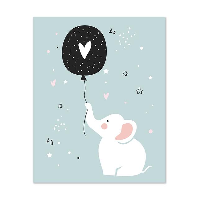 Elephant Lion Lamb Alphabet Nursery Wall Art Canvas Painting Poster Print Cartoon Decoration Picture Nordic Kids Baby Room Decor