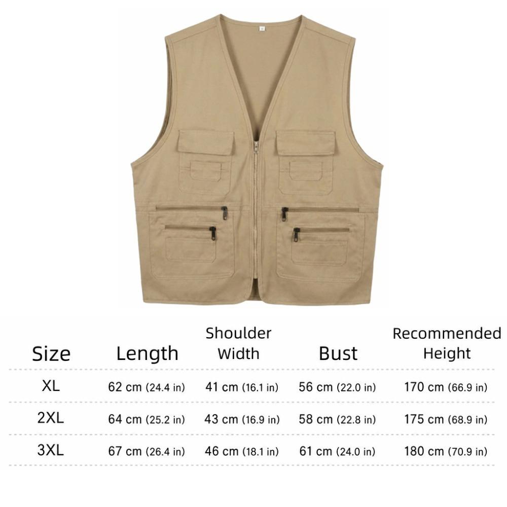 V Neck Cargo Vest Zip Up Outdoor Vest Durable Fishing Vest  Hiking
