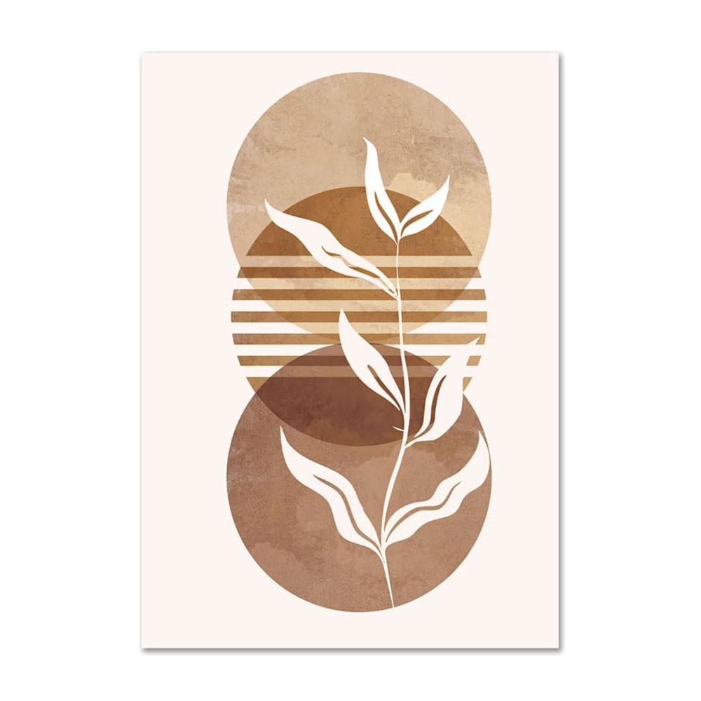 Abstract Boho Geometric Wall Art Lines Leaves Canvas Painting Poster and Print Flower Nordic Wall Picture for Living Room Home