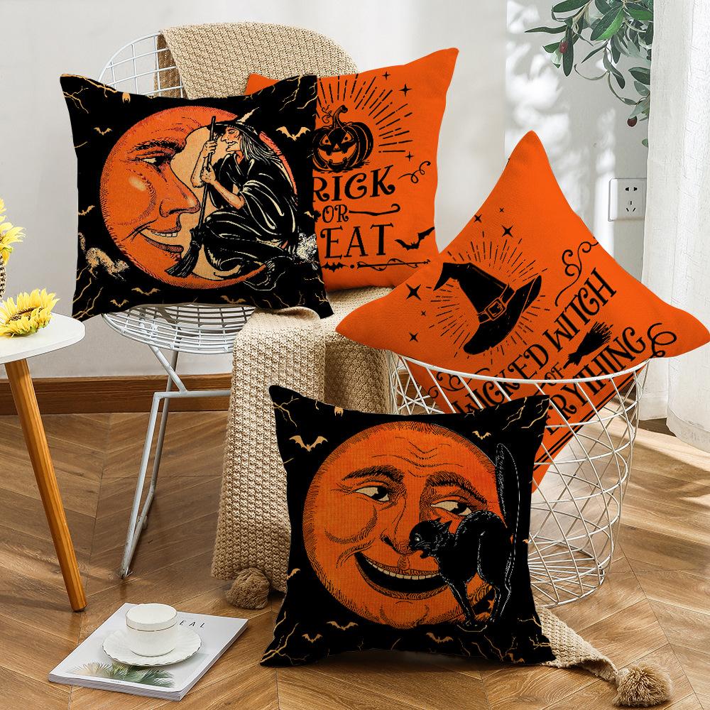 New Halloween Series Pillows Ghost Witch Linen Material Halloween Sofa Bedroom Decoration