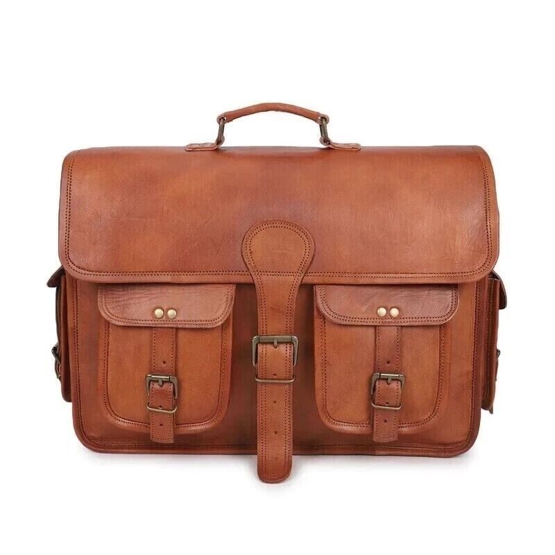 Men's  Vintage Artist Leather Messenger Bag Shoulder Laptop Bag Briefcase